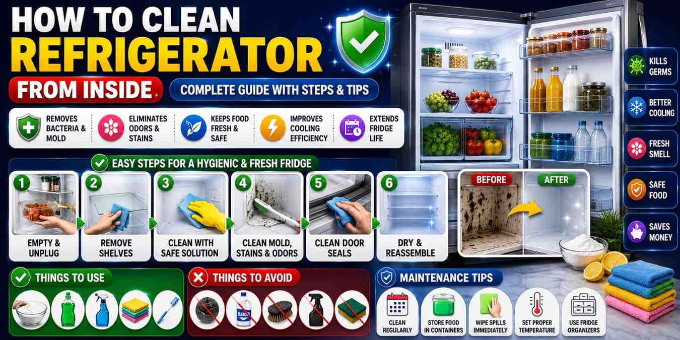 How to Clean a Refrigerator from Inside Easily: Complete Guide with Steps, Mistakes to Avoid, and Maintenance Tips