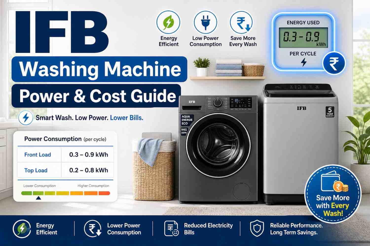IFB Washing Machine Power Consumption – Units, Wattage & Electricity Cost Guide