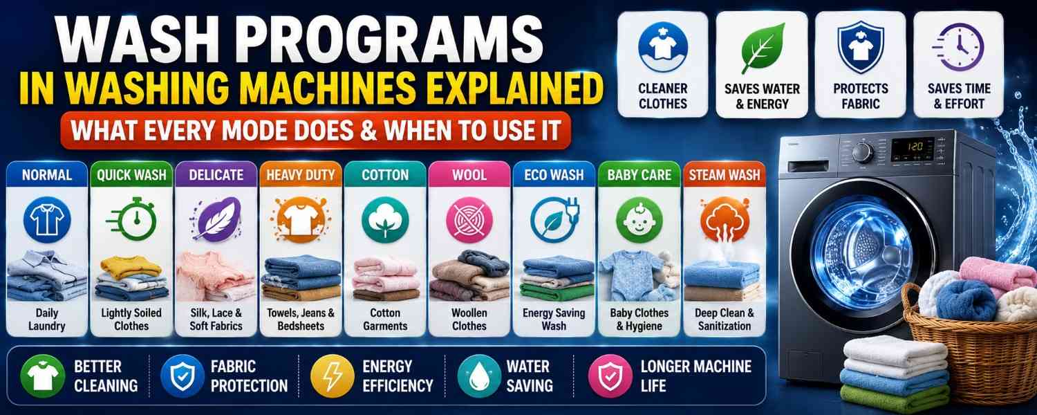 Wash Programs in Washing Machines Explained: What Every Mode Does & When to Use It