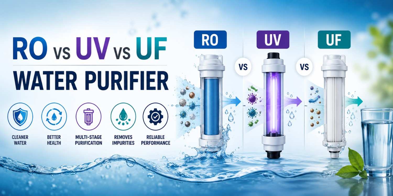 RO vs UV vs UF Water Purifier: Differences, Benefits, Working & Which One to Choose