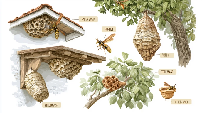 Common wasp nest types in Indian homes