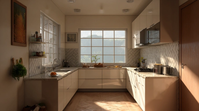 North-facing kitchen window with soft light