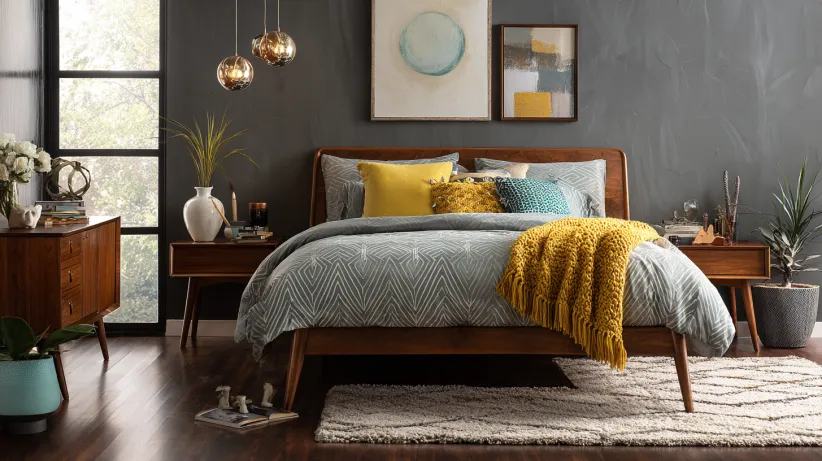 vintage bedroom ideas with 1950s mid-century modern elegance