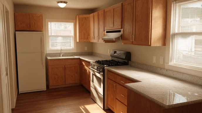 Small house kitchen with simple compact layout