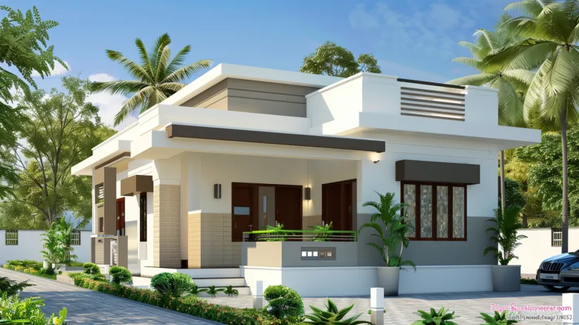 Compact 20 lakh house design with a flat roof style