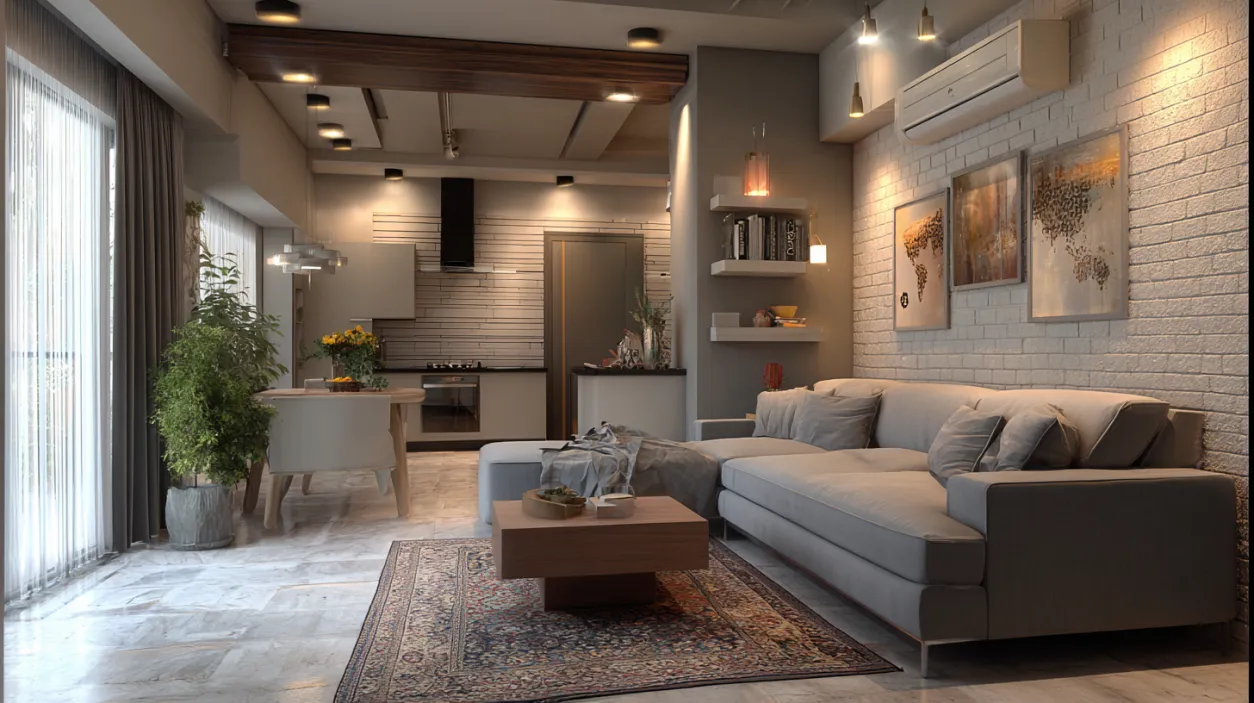 Spacious 3 BHK apartment in generic interior design style