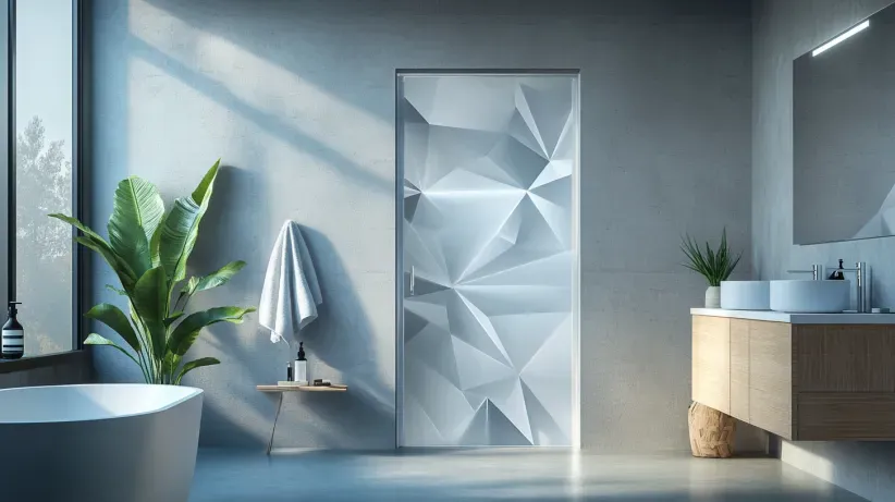 Modern 3D geometric PVC Bathroom Door Designs for home