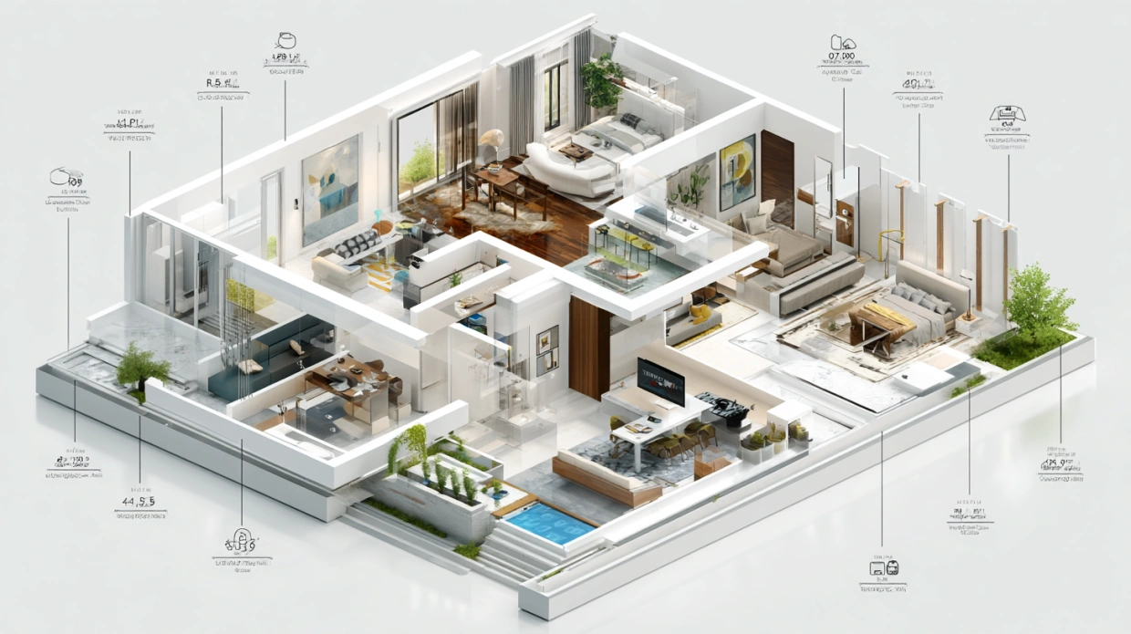 3D interior design cost breakdown by service