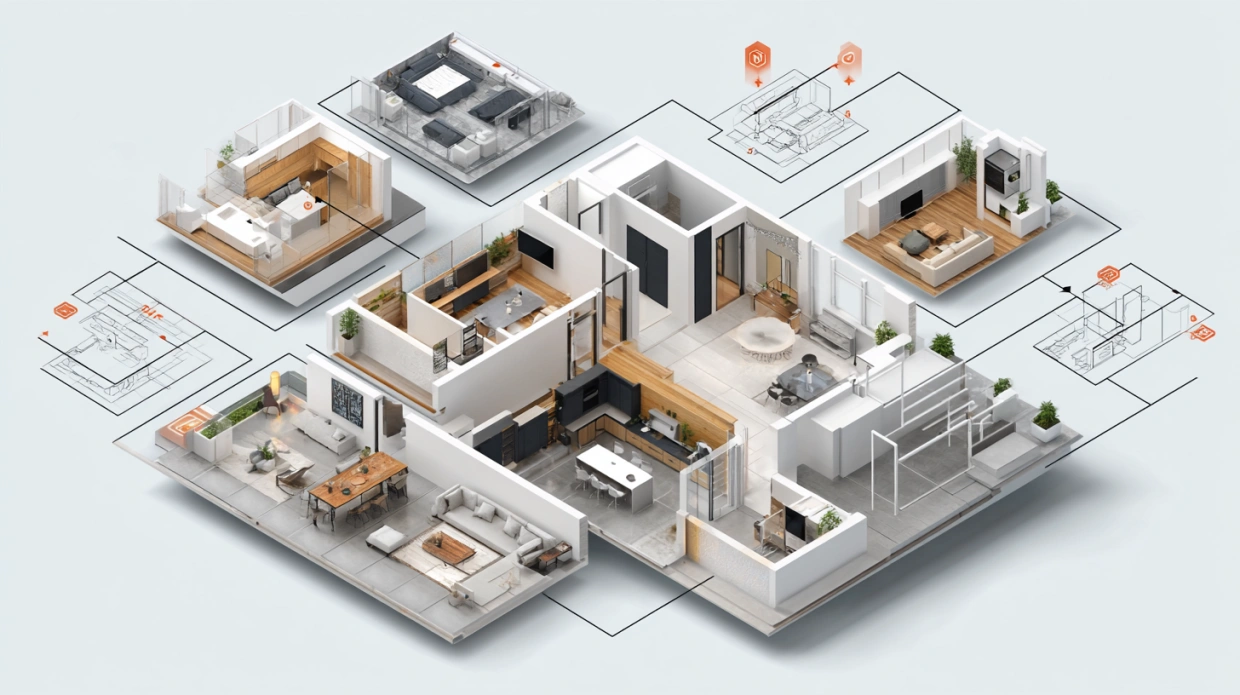 3D floor plan design of modern home layout