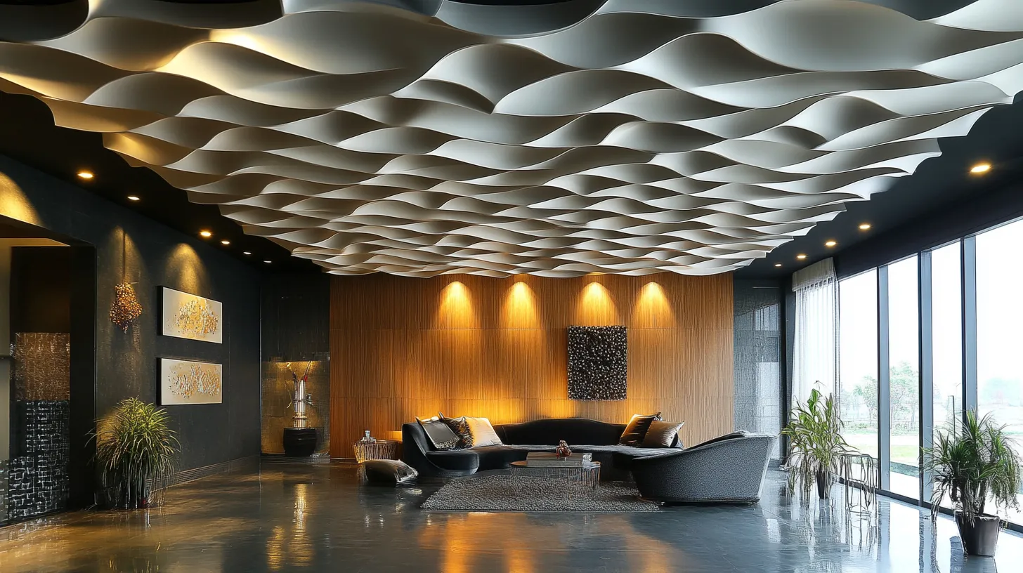 3d panels type false ceiling design