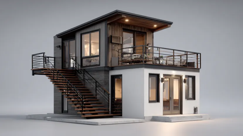 Perspective view of 600 sq ft house plans design