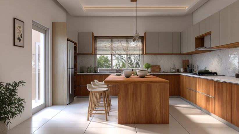 unctional island table featured in a modern island kitchen design