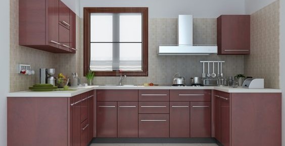 A simple u-shaped kitchen design is perfect for modern compact apartments