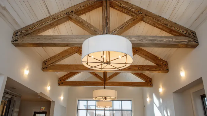 large, striking ceiling LED light fixture with bold design and bright illumination