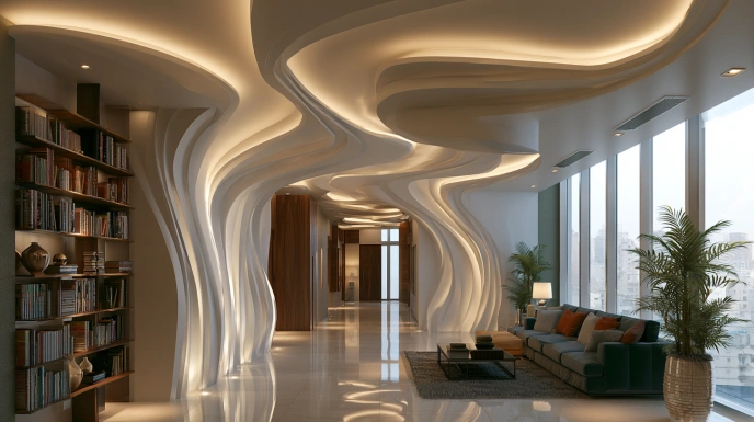 Abstract POP ceiling design for hall