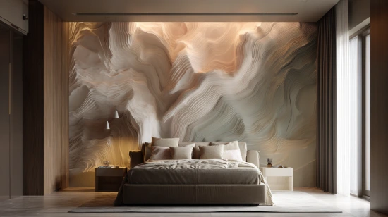 abstract fluid patterns featured in modern 3d wallpaper for bedroom