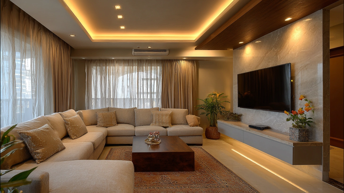 Home theater with soundproof acoustic gypsum ceiling