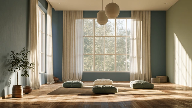 Relaxing yoga room colours
