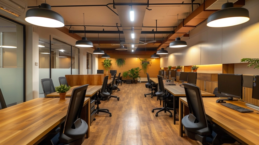 Minimalist pendant lights for low-budget office interiors