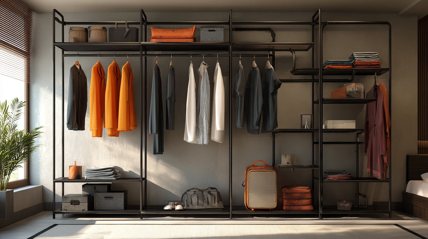 Iron wardrobe with a mix of doors and shelves