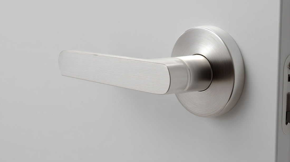 Painted aluminium handle on door