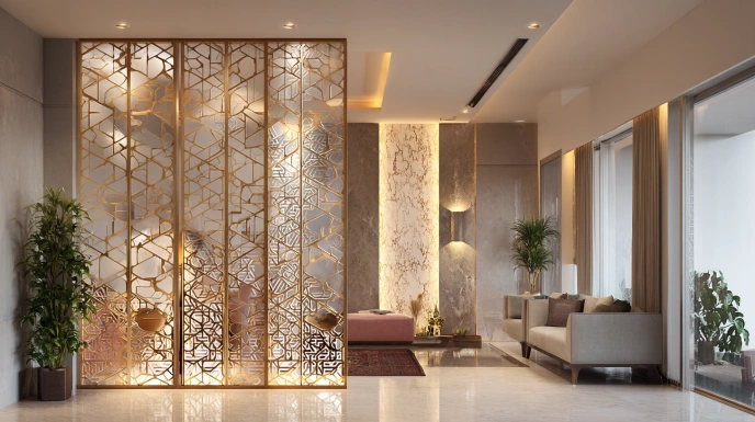 Decorative aluminium partition with lighting
