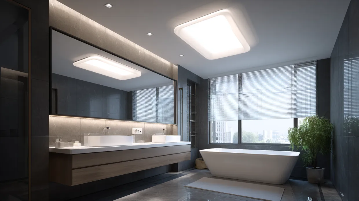 sleek LED ceiling lights providing ample light with clean, crisp lines