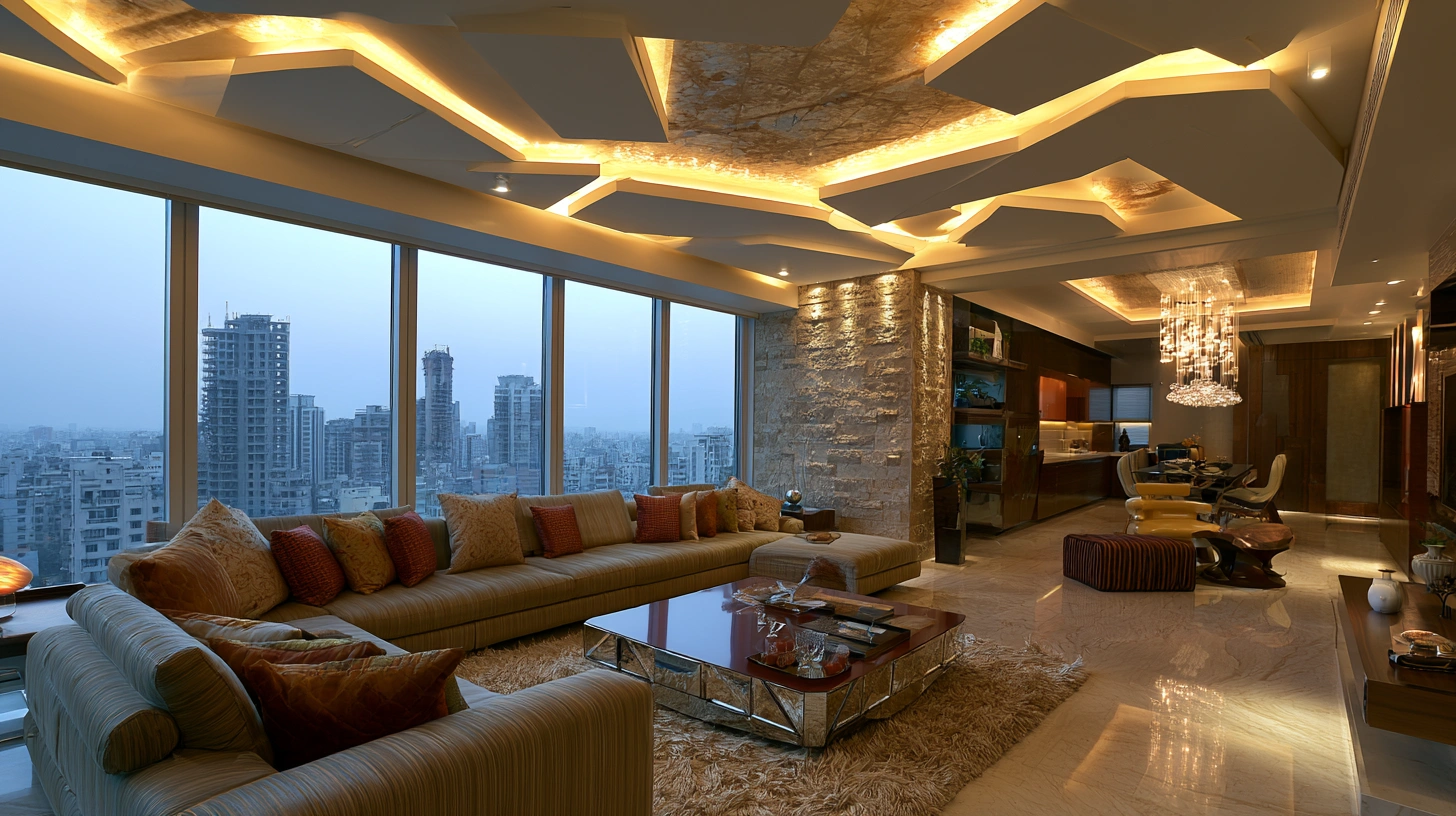 Asymmetric POP ceiling pattern
