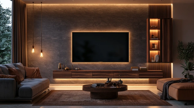 Backlit floating TV wall unit