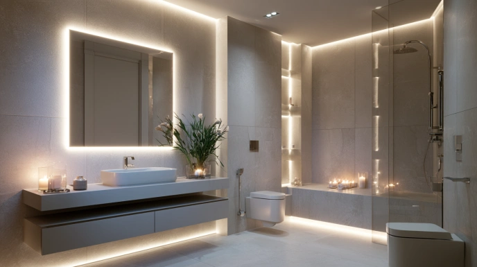 Contemporary bathroom with LED lighting