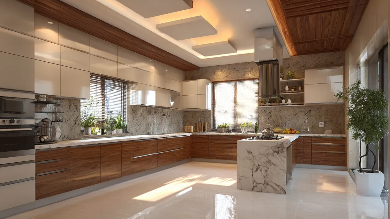 Modern modular kitchen interior design in a Bangalore home.