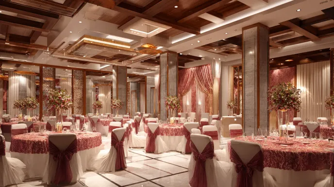 Banquet setup with low budget restaurant interior design