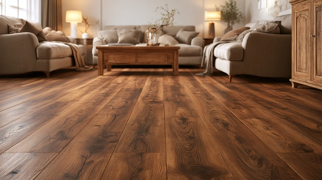 Barn Oak laminate flooring in a cosy room
