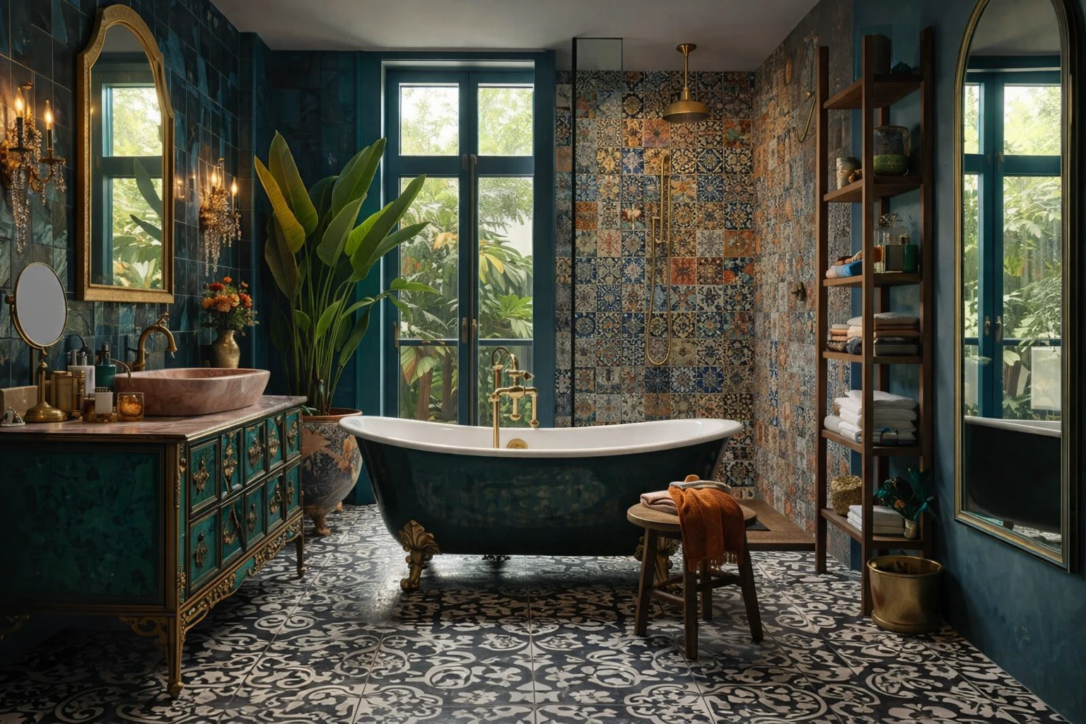 Luxury bathroom with generic interior design theme