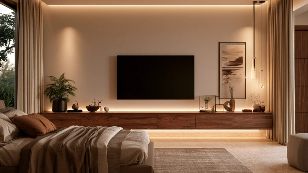 Bedroom floating TV unit design