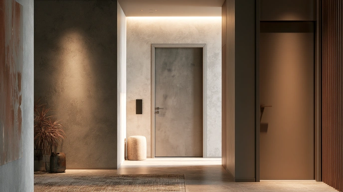 Modern flush bedroom door with smooth finish