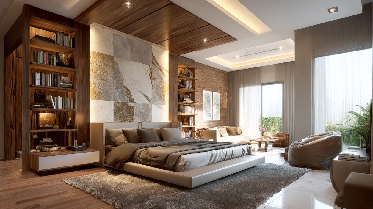 Experts discussing a bedroom interior design layout in Bangalore.