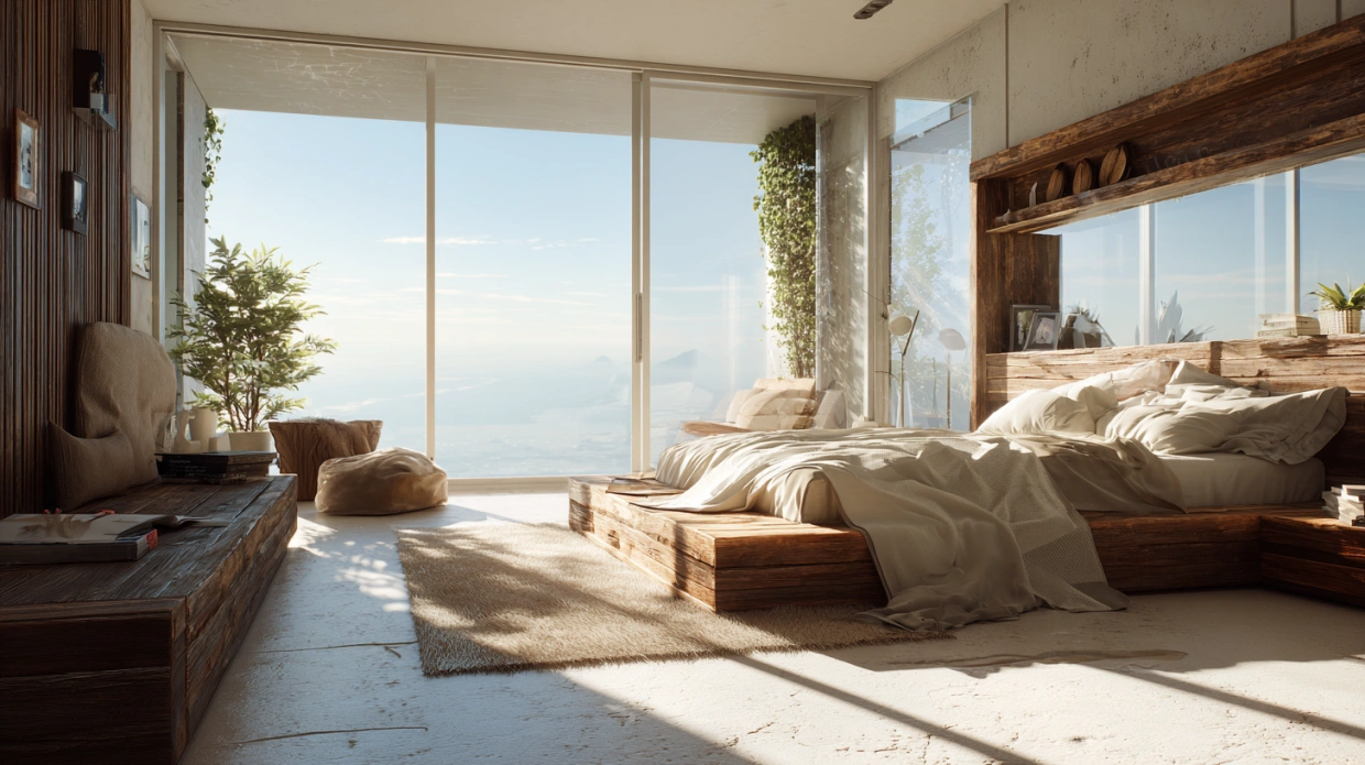 Bedroom with large windows and natural light