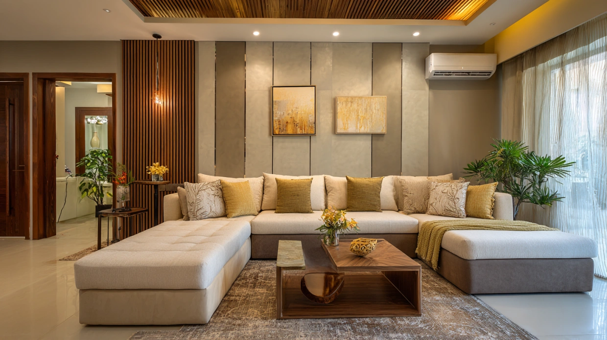 Contemporary living room with coordinated colour palette