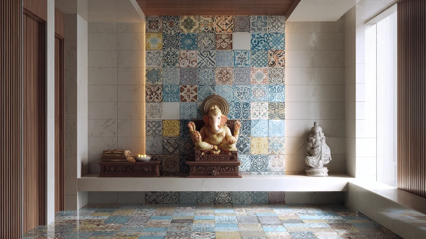 Top 10 Pooja Room Tiles Design Ideas for a Peaceful and Elegant Home Temple in 2026