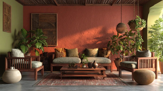 Earthy colour palette in living room