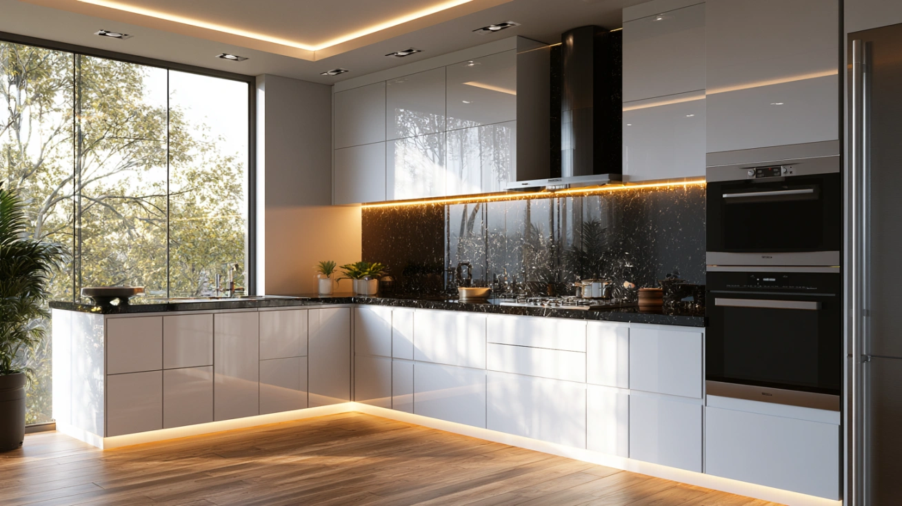 Black granite kitchen countertop design