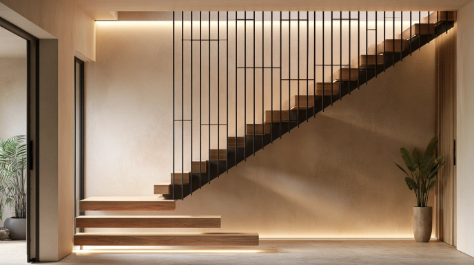 Black steel stair grill
