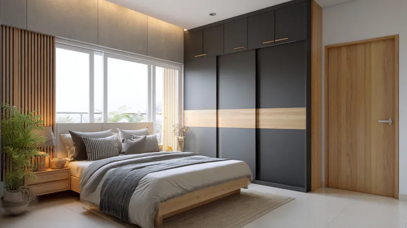 black and ash tones in two colour combination of wardrobe design