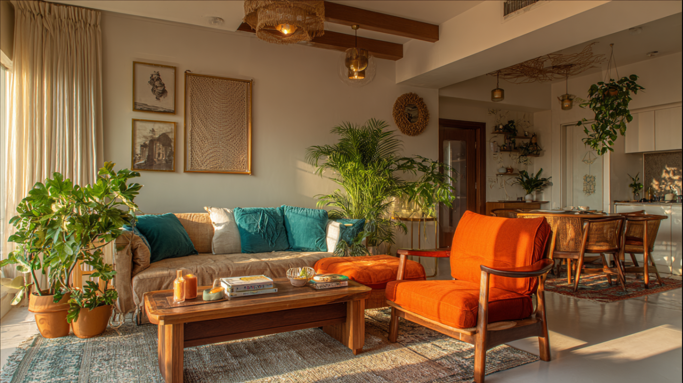 Bohemian 2 BHK apartment interior design