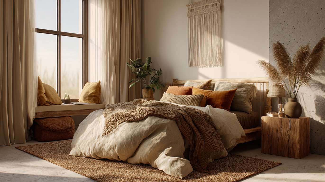 Boho eclectic aesthetic bedroom décor