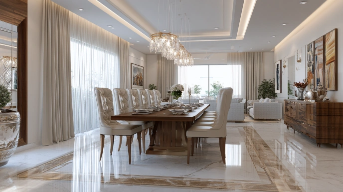 Marble flooring with decorative border design
