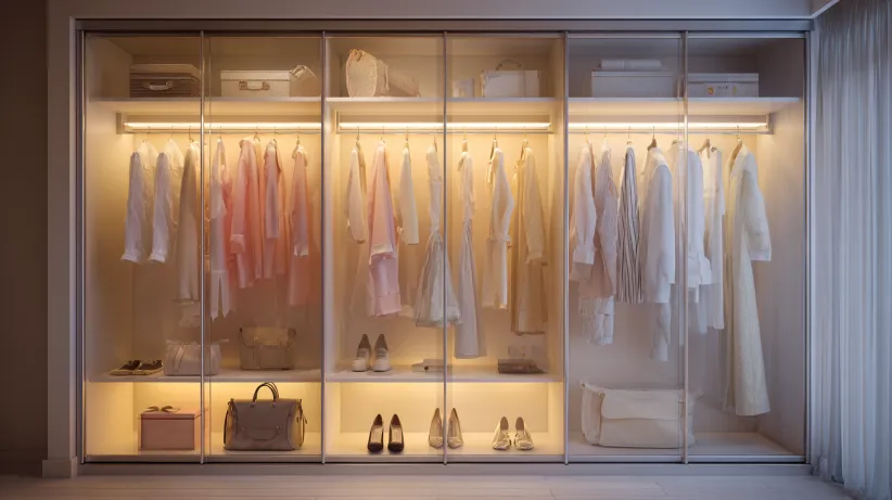 Sliding wardrobe design with boutique style bedroom look