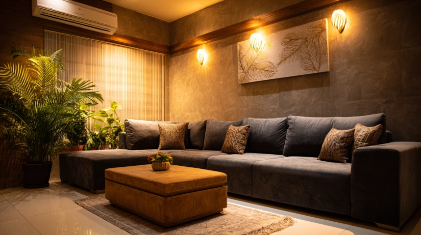 Cozy, affordable 4 BHK interior design living room