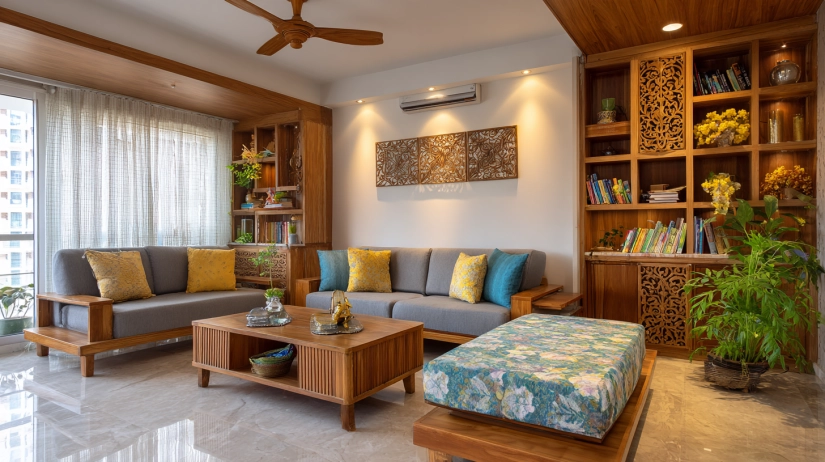 Modern Indian living room with budget-friendly decor